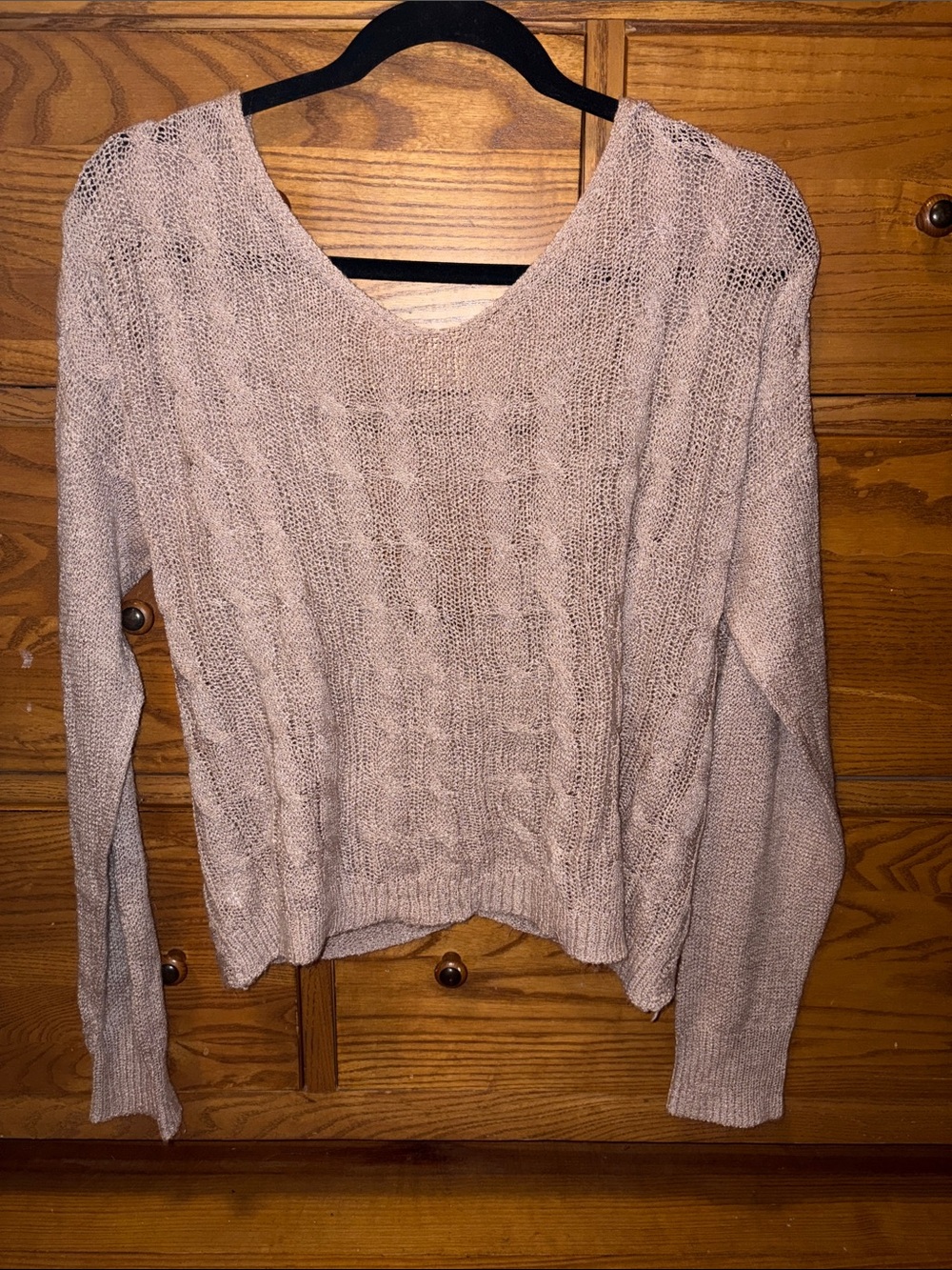 Listicle Scoop Neck Cable Knit Sweater